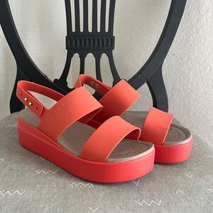 Pink Crocs Strappy Wedge Sandal